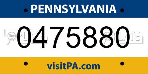 0475880 Pennsylvania License Plate