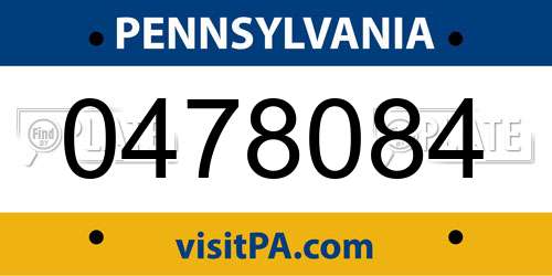 0478084 Pennsylvania License Plate