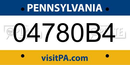 04780B4 Pennsylvania License Plate