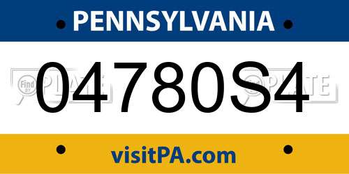 04780S4 Pennsylvania License Plate