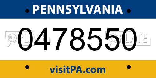 0478550 Pennsylvania License Plate