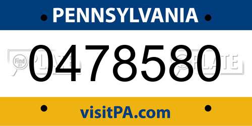 0478580 Pennsylvania License Plate