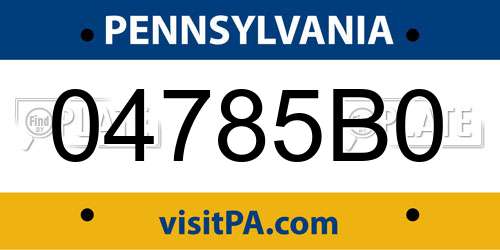 04785B0 Pennsylvania License Plate