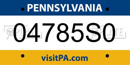 04785S0 Pennsylvania License Plate