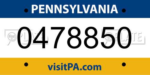 0478850 Pennsylvania License Plate