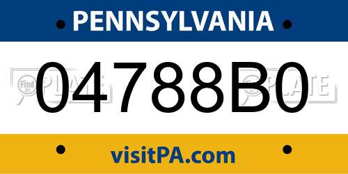 04788B0 Pennsylvania License Plate