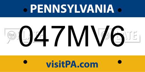 047MV6 Pennsylvania License Plate