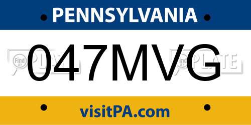 047MVG Pennsylvania License Plate