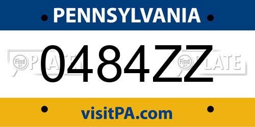 0484ZZ Pennsylvania License Plate