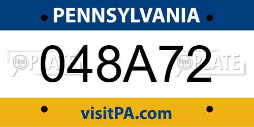 048A72 Pennsylvania License Plate