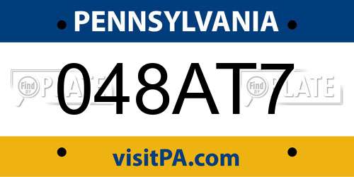 048AT7 Pennsylvania License Plate