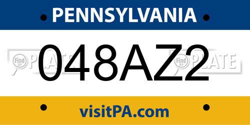 048AZ2 Pennsylvania License Plate