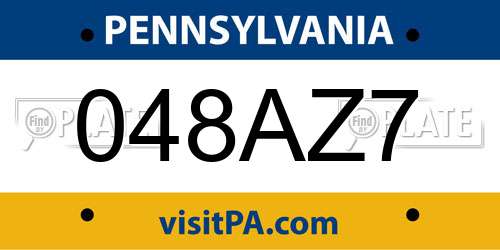 048AZ7 Pennsylvania License Plate