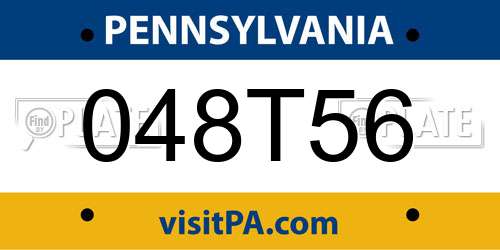 048T56 Pennsylvania License Plate