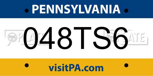 048TS6 Pennsylvania License Plate