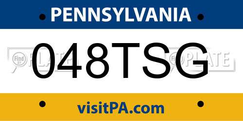 048TSG Pennsylvania License Plate