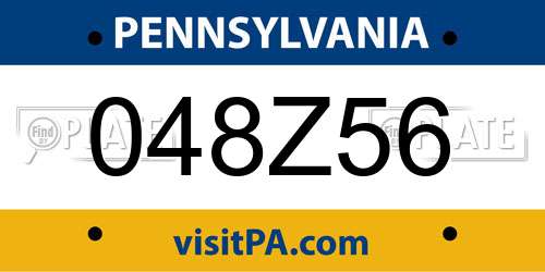 048Z56 Pennsylvania License Plate