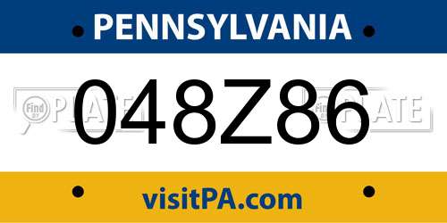 048Z86 Pennsylvania License Plate