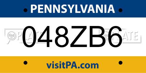 048ZB6 Pennsylvania License Plate