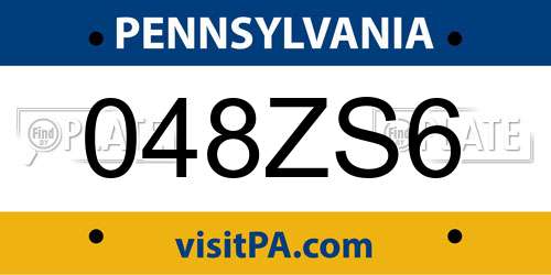 048ZS6 Pennsylvania License Plate