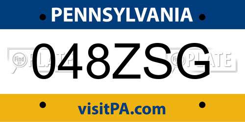 048ZSG Pennsylvania License Plate