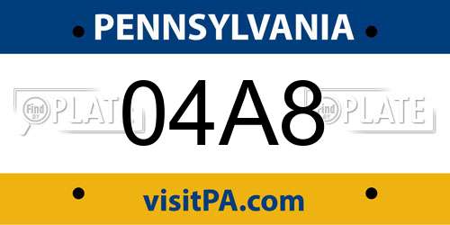 04A8 Pennsylvania License Plate