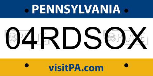 04RDSOX Pennsylvania License Plate