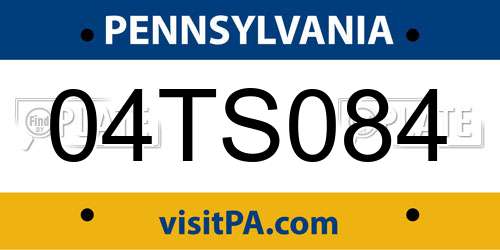 04TS084 Pennsylvania License Plate