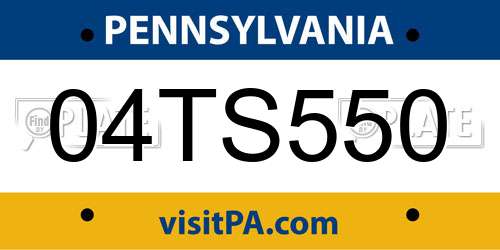 04TS550 Pennsylvania License Plate