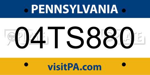 04TS880 Pennsylvania License Plate