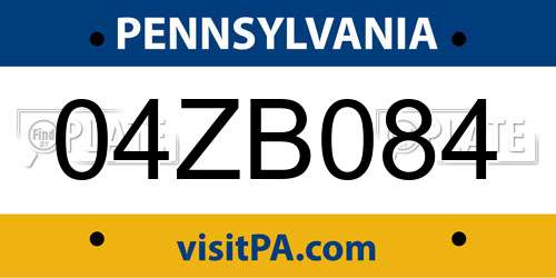 04ZB084 Pennsylvania License Plate