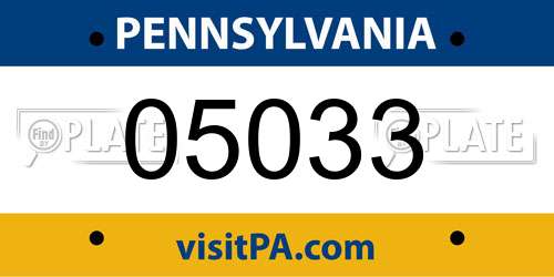 05033 Pennsylvania License Plate