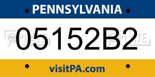 05152B2 Pennsylvania License Plate