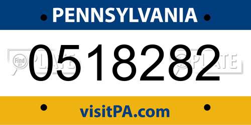 0518282 Pennsylvania License Plate