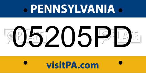 05205PD Pennsylvania License Plate