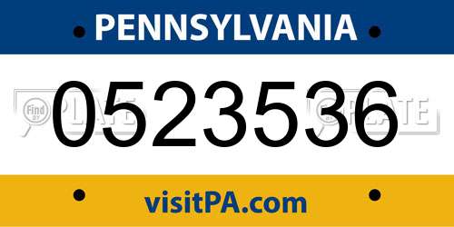 0523536 Pennsylvania License Plate