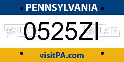 0525ZI Pennsylvania License Plate