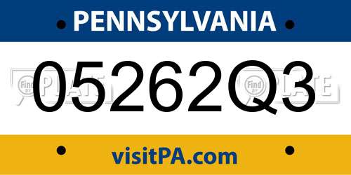 05262Q3 Pennsylvania License Plate