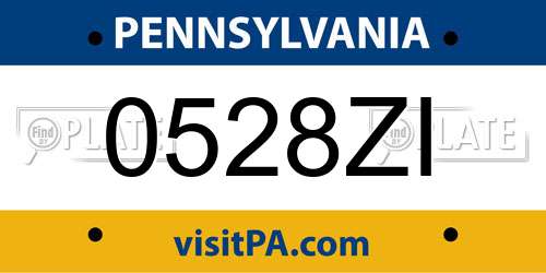 0528ZI Pennsylvania License Plate