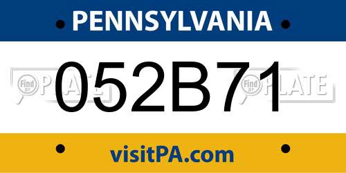 052B71 Pennsylvania License Plate