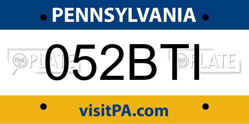 052BTI Pennsylvania License Plate