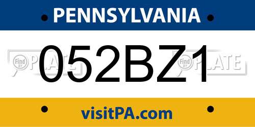 052BZ1 Pennsylvania License Plate
