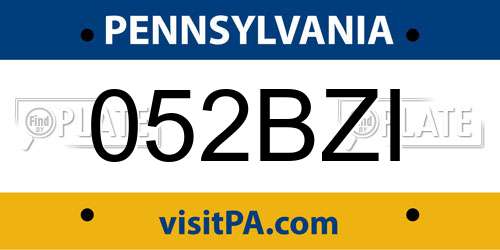 052BZI Pennsylvania License Plate