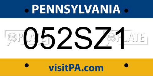 052SZ1 Pennsylvania License Plate