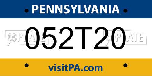 052T20 Pennsylvania License Plate