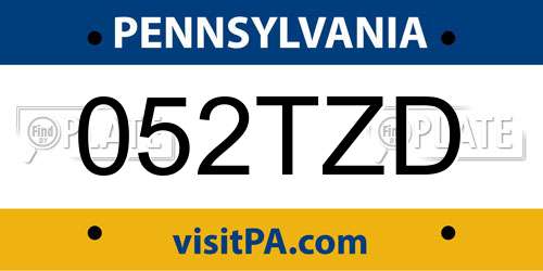 052TZD Pennsylvania License Plate