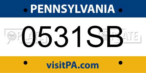 0531SB Pennsylvania License Plate