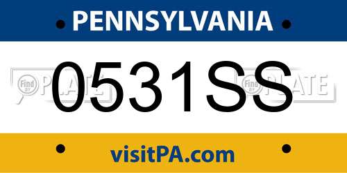 0531SS Pennsylvania License Plate