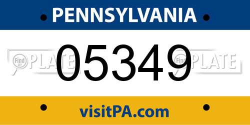 05349 Pennsylvania License Plate