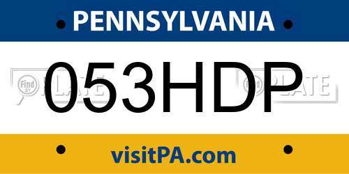 053HDP Pennsylvania License Plate